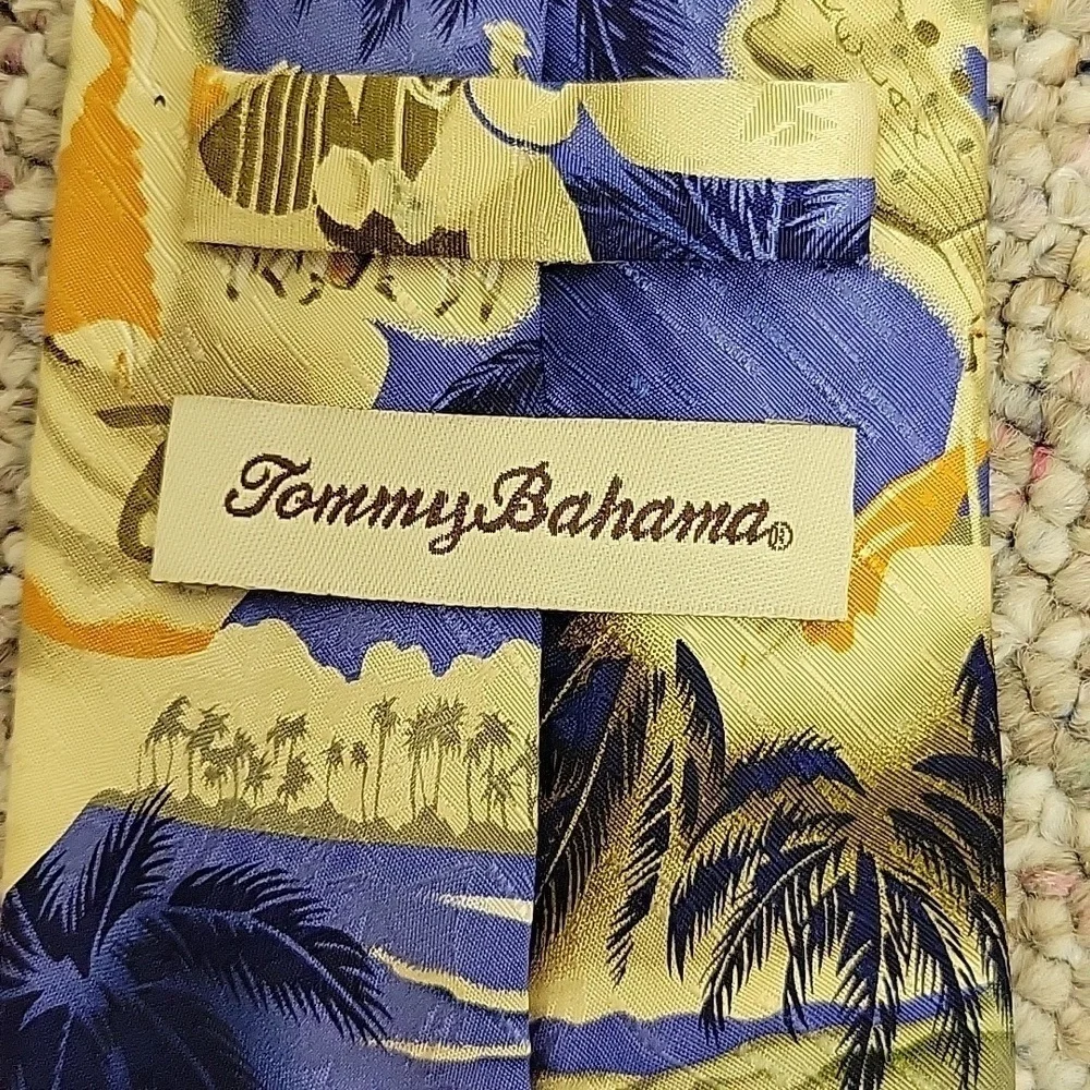Tommy Bahama, Men's Blue and Green Tropical Tie, Hand Sewn, Silk